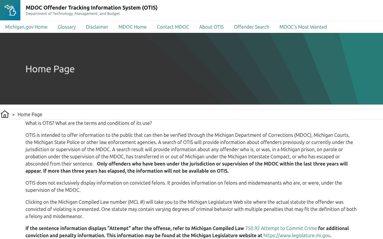 Michigan court records related OTIS corrections search