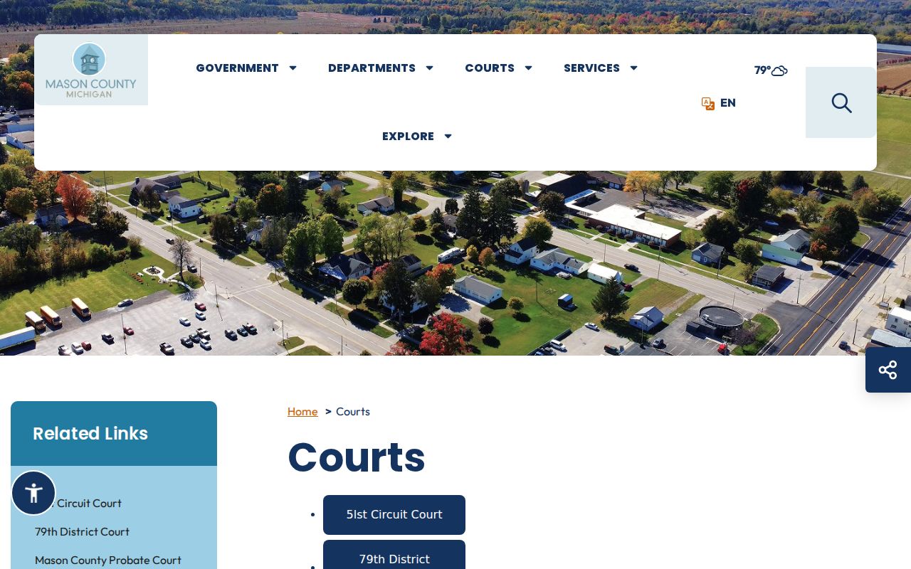 Michigan court records routes on a representative county courts page