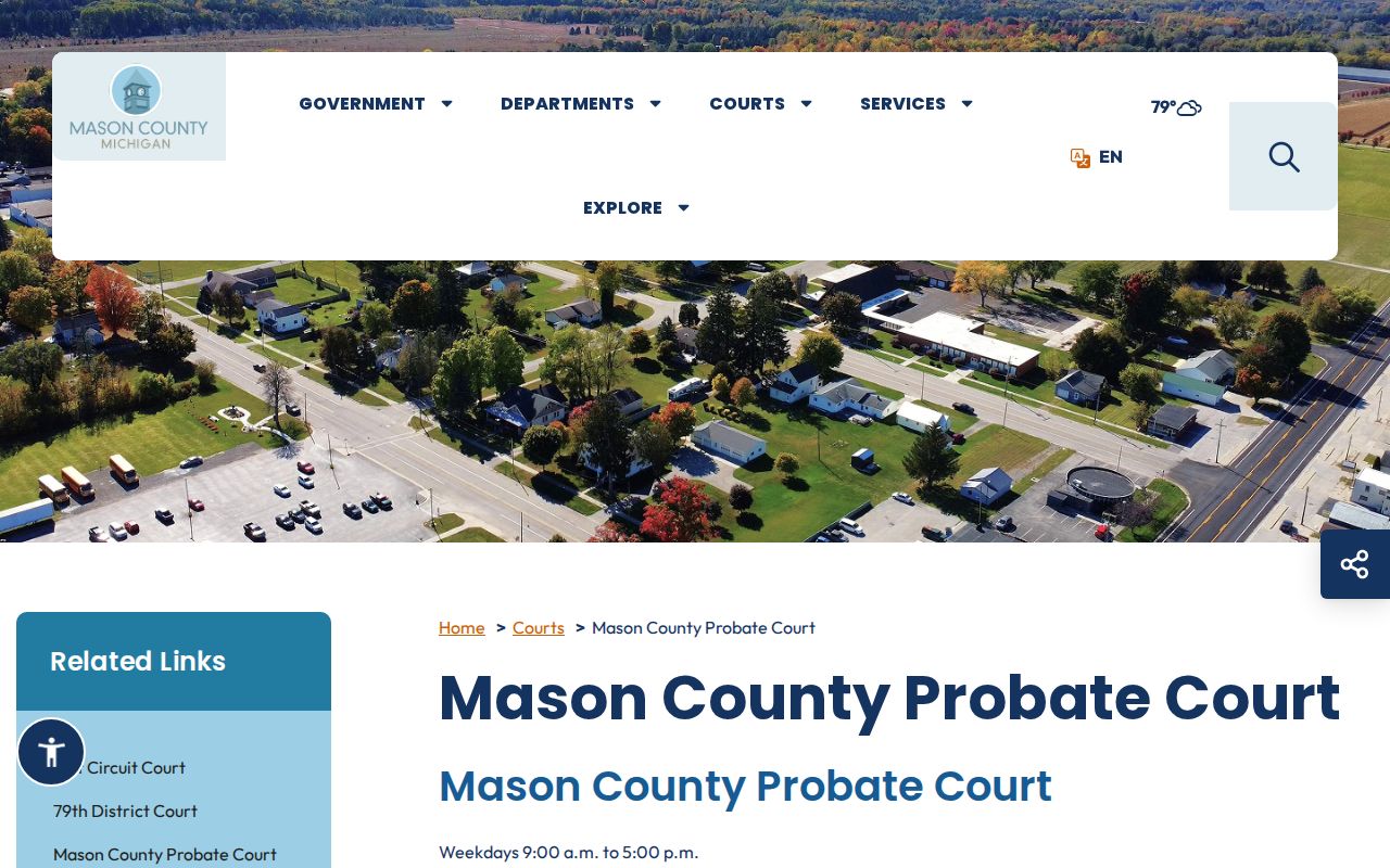 Michigan Probate Court records page from a representative county