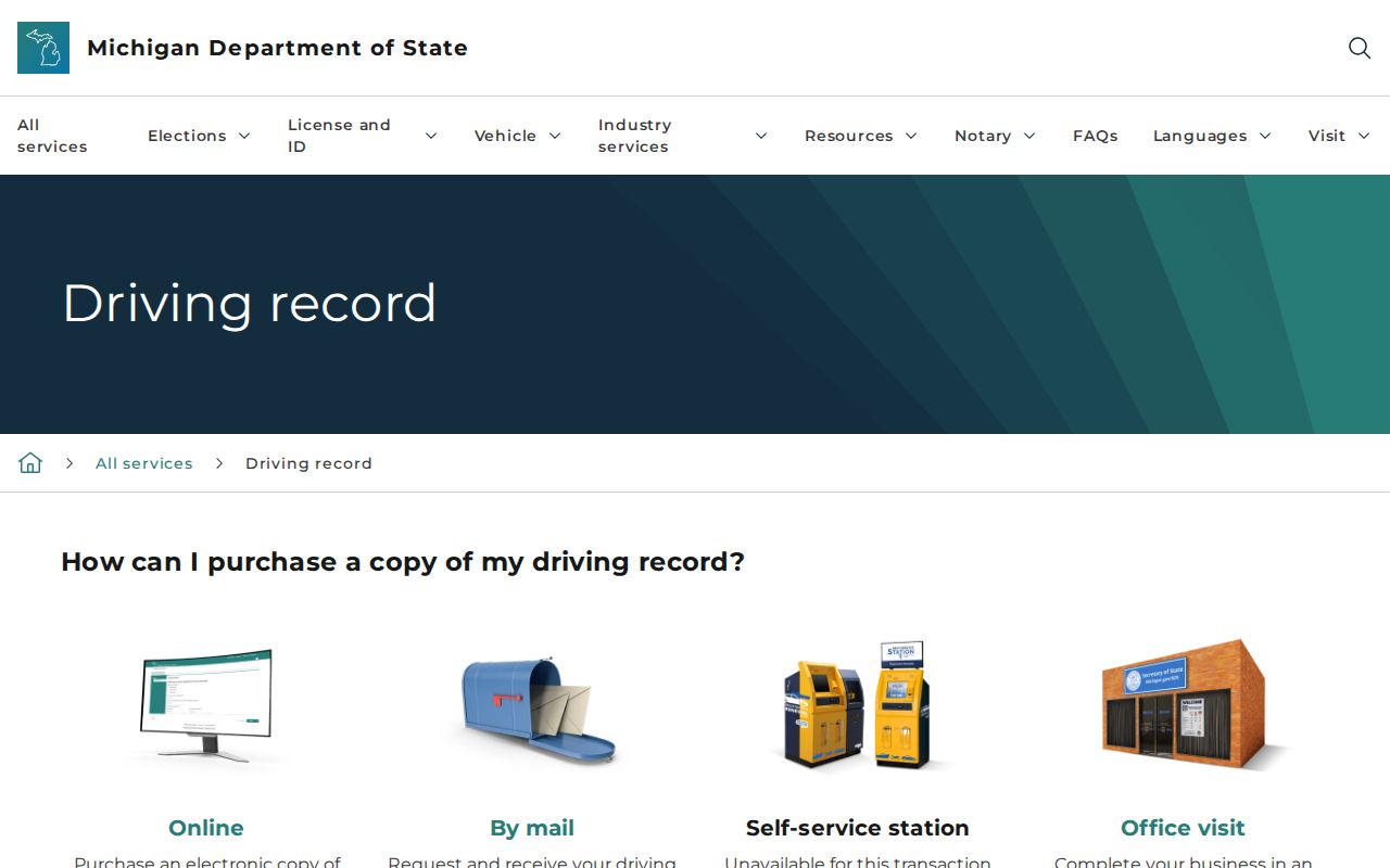 Michigan driving record service separate from traffic court records