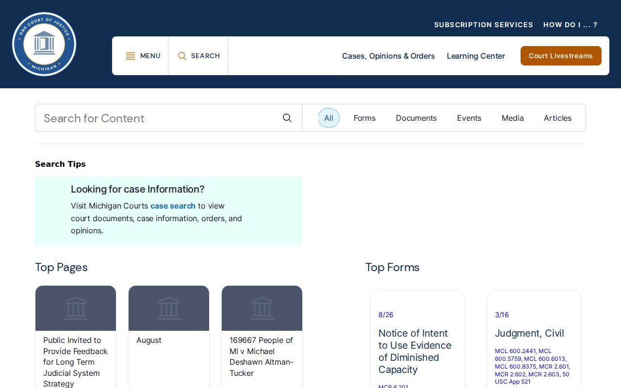 Michigan warrant records official court search resource