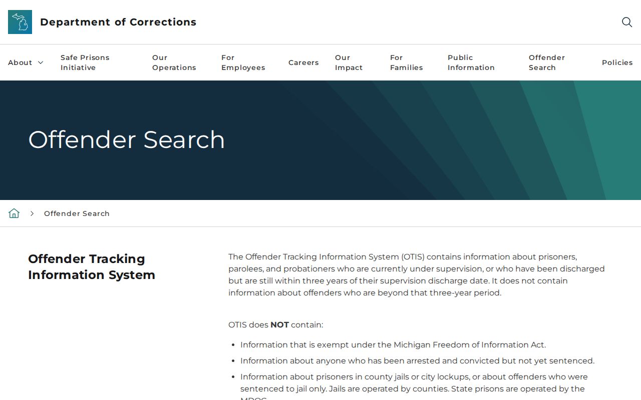 Michigan inmate records official MDOC OTIS information
